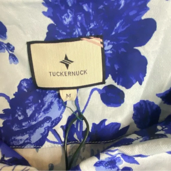 Tuckernuck Blue and White Floral Long-Sleeve Mini Dress with Black Bow - Picture 12 of 16